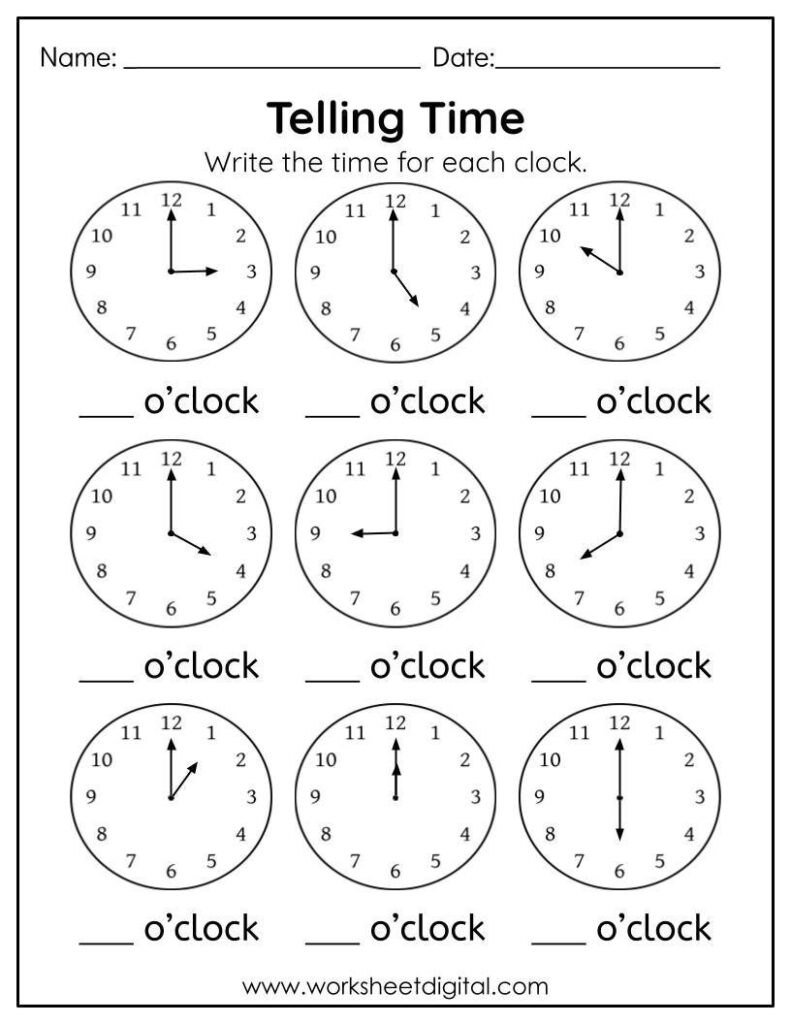 Telling Time Worksheet Digital Analog Clock Practice PDF Etsy
