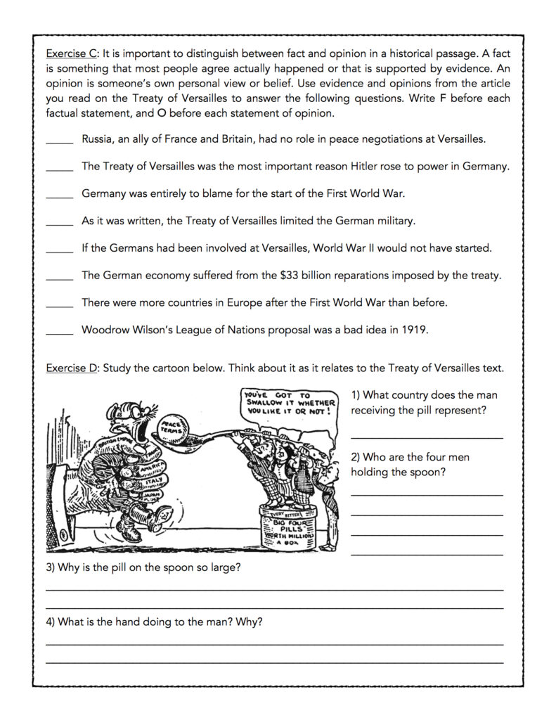 The Treaty Of Versailles World History Text And Assessment Classful