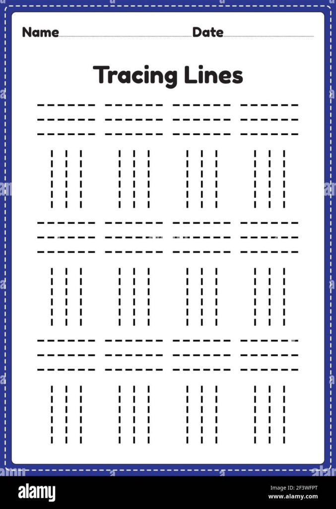 Tracing Lines Worksheet For Kindergarten And Preschool Kids For Educational Activities In A Printable Illustration Stock Vector Image Art Alamy