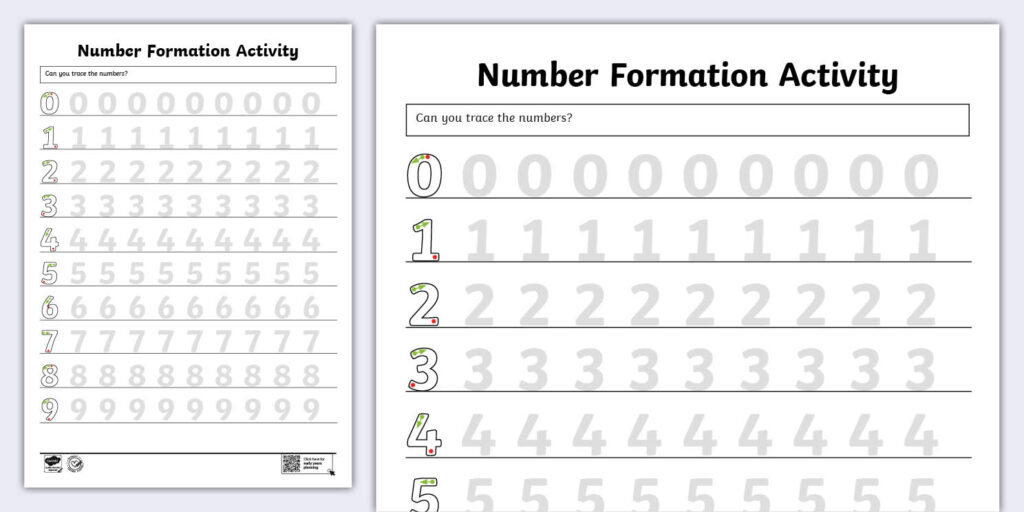 Tracing Number Formation Worksheets 0 To 9