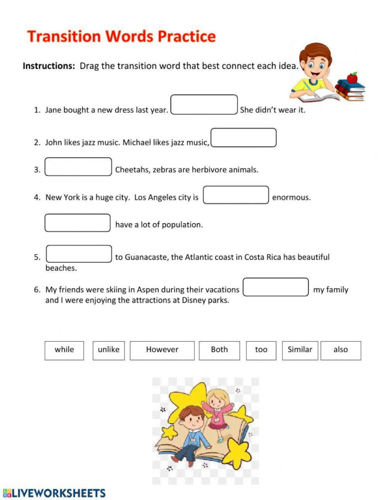 Transition Words Worksheet Worksheets Library