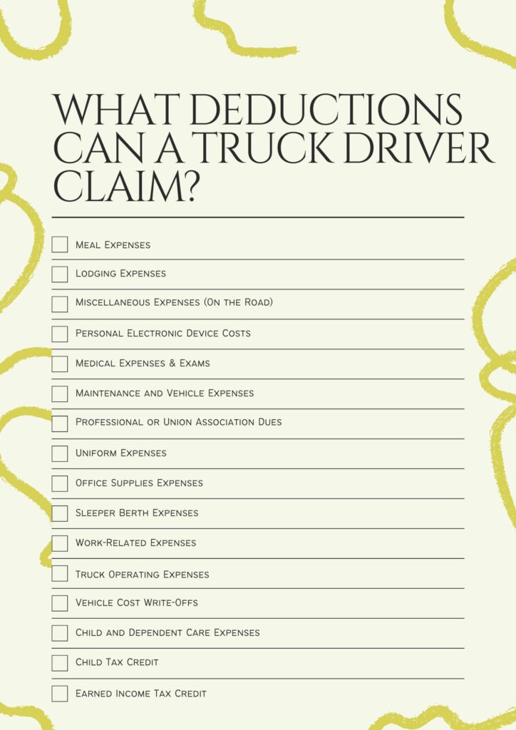 Truck Driver Tax Deductions 2023 Download Free Worksheet Truck Driver Tax Deductions 2023 Download Free Worksheet
