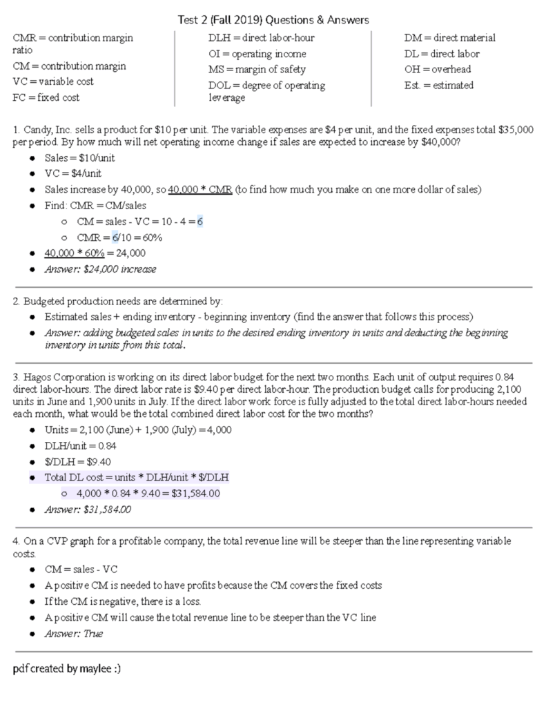 UNLV ACC 202 Final Exam Budgeted Financial Statements For Earrings Unlimited Studocu