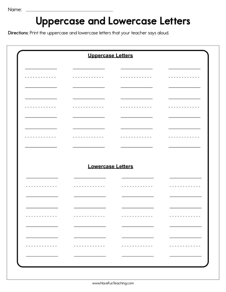 Uppercase And Lowercase Letters Worksheet Have Fun Teaching