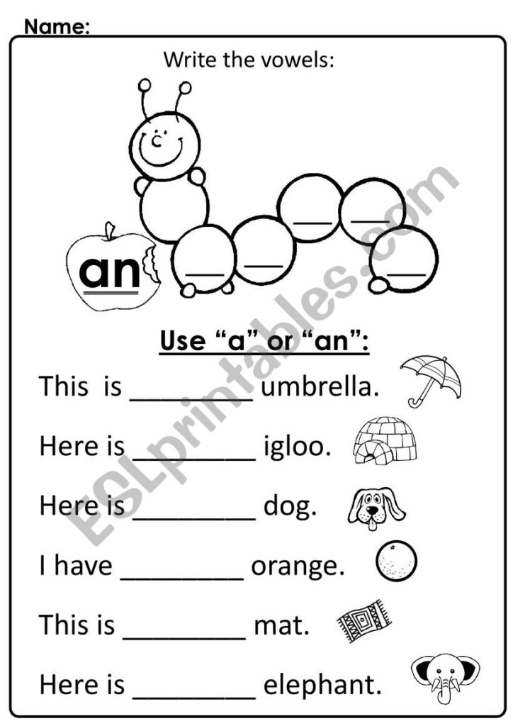 Use A Or An ESL Worksheet By Malaksafra
