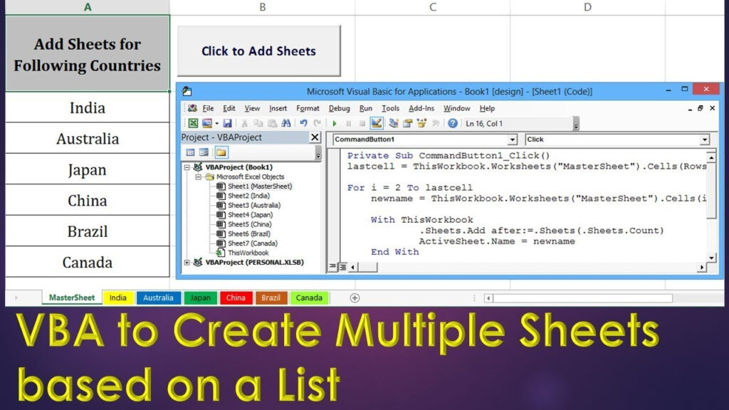 VBA To Create New Sheets Based On A List Excel VBA Example By Exceldestination YouTube