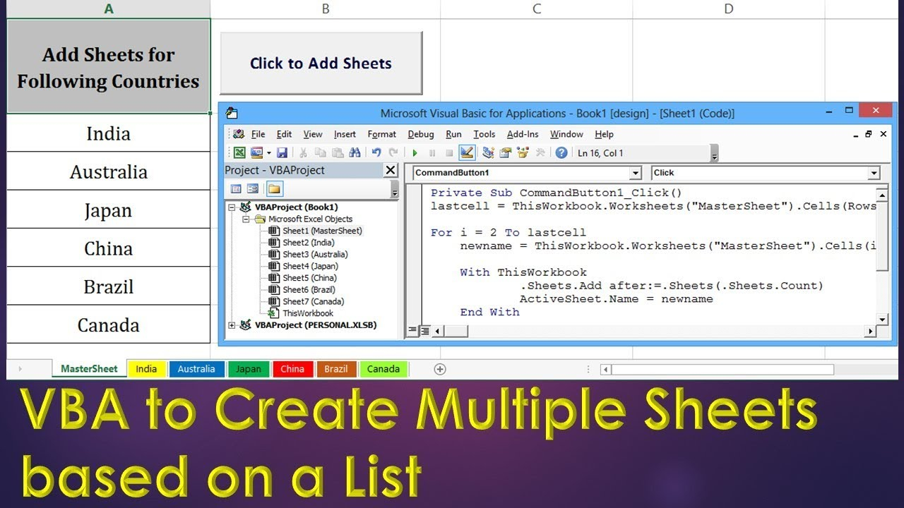 VBA To Create New Sheets Based On A List Excel VBA Example By Exceldestination YouTube