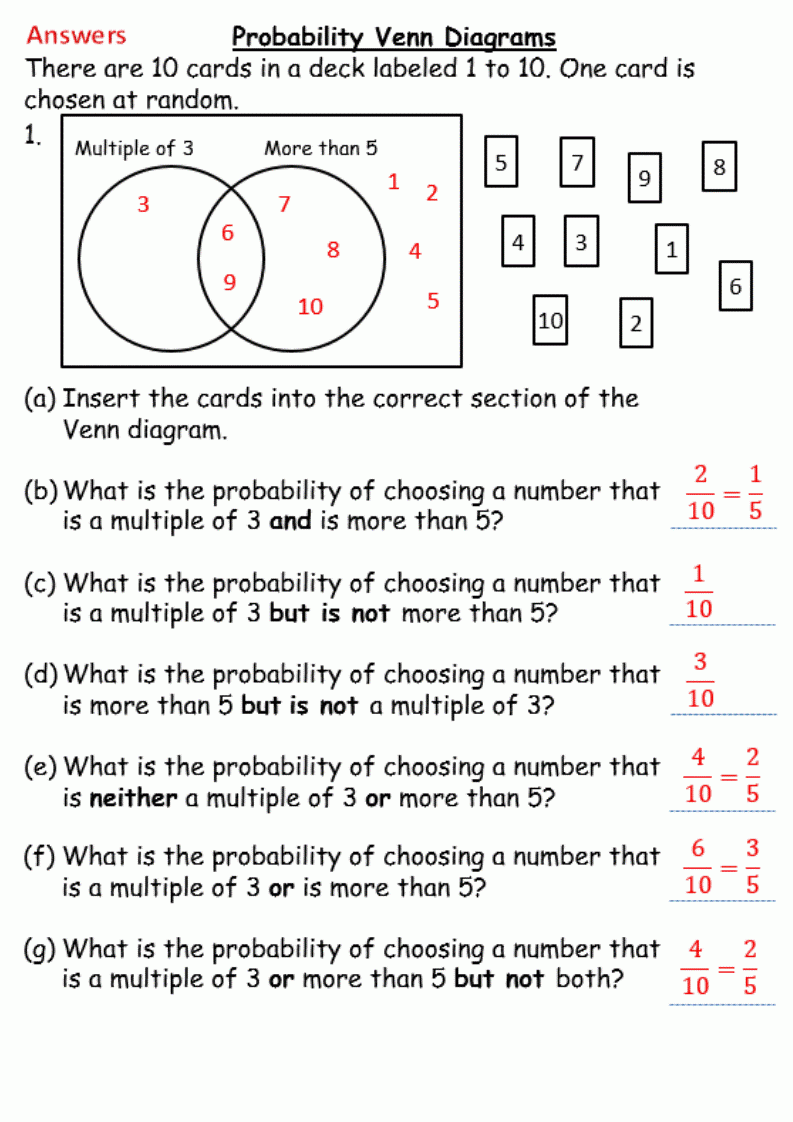 Venn Diagrams And Probability Teaching Resources