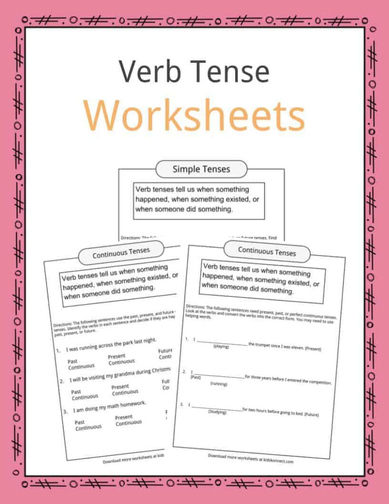 Verb Tense Worksheets Examples Definition For Kids
