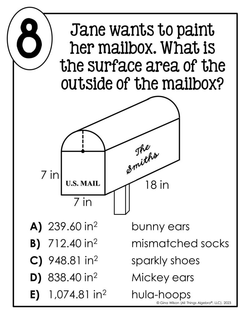 Volume And Surface Area Of Composite Solids Math Lib Activity All Things Algebra 