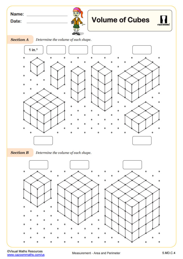 Volume Of Cubes PDF Printable Measurement Worksheets Cazoom Math