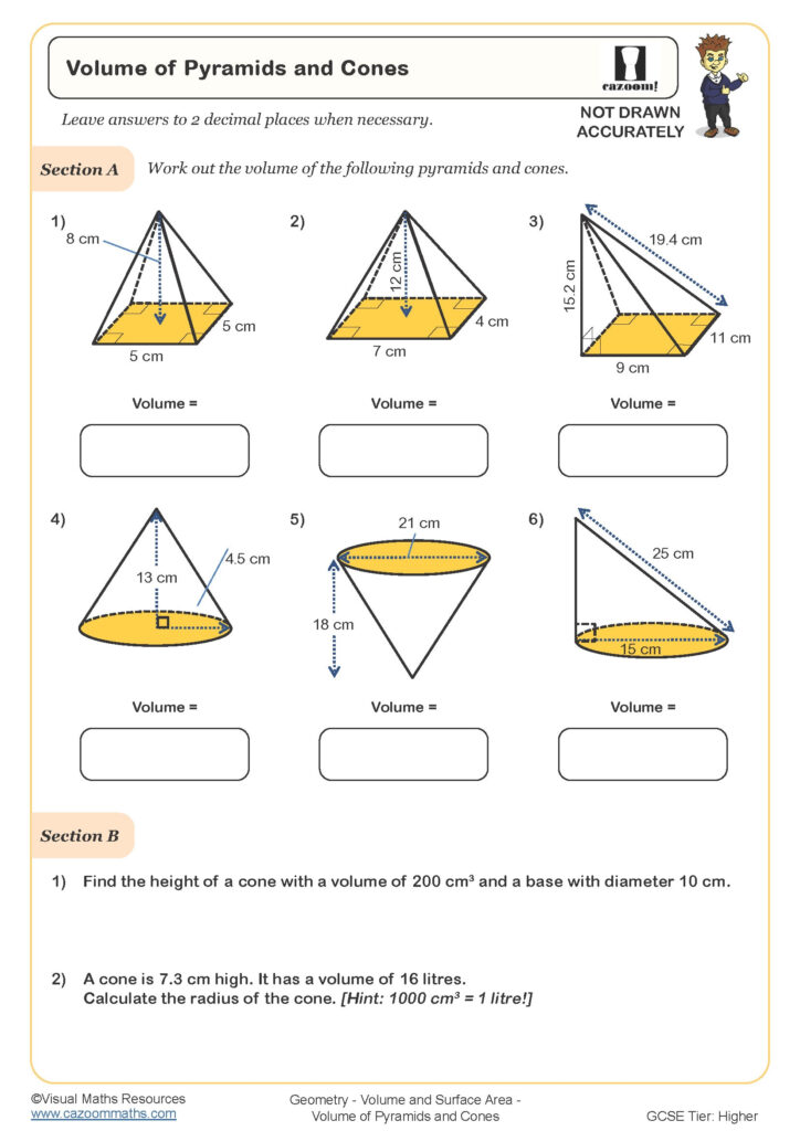 Volume Of Pyramids And Cones Worksheet Fun And Engaging PDF Worksheets