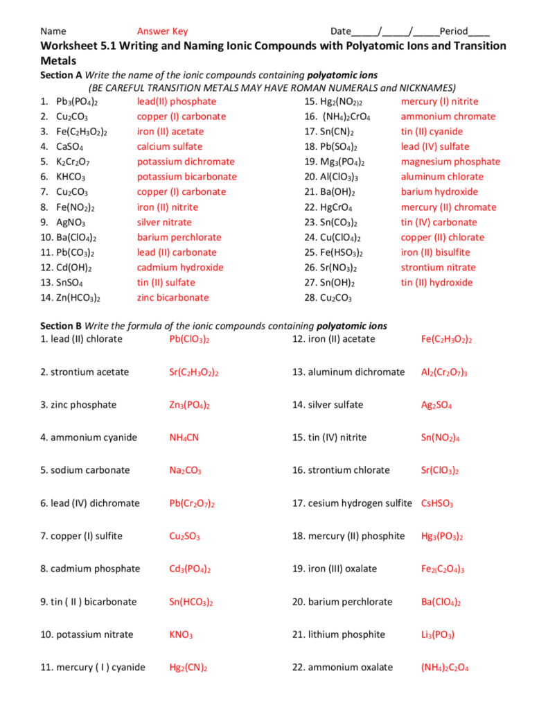 Worksheet 5 1 Writing And Naming Ionic Compounds With Worksheets Library