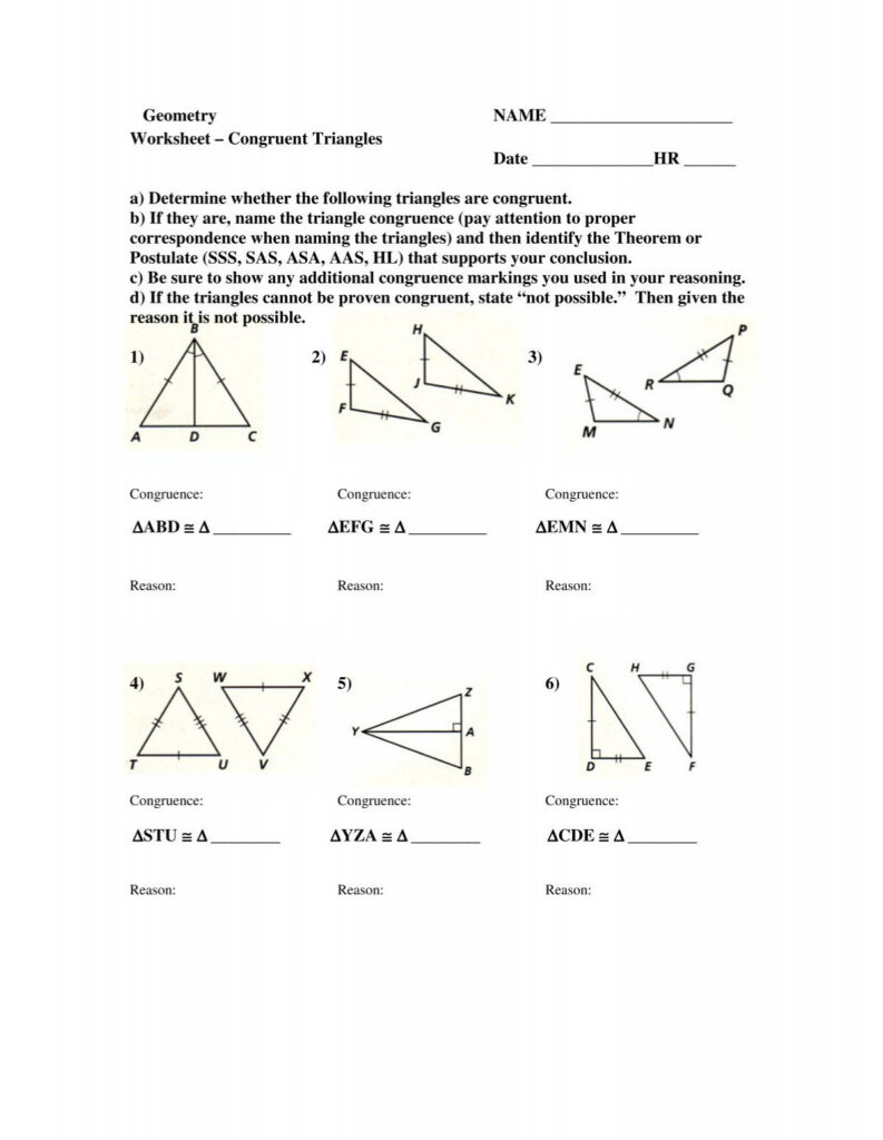Worksheet Congruent Triangles Worksheet Congruent Triangles