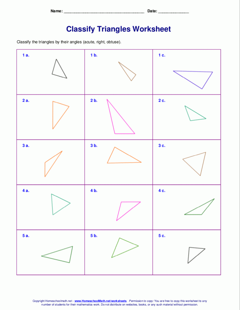 Worksheets For Classifying Triangles By Sides Angles Or Both