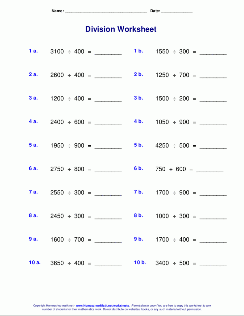 Worksheets For Division With Remainders