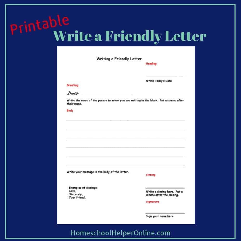 Writing A Friendly Letter Worksheet Homeschool Helper Online